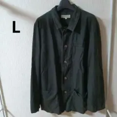 Quality Never Goes 黒いボタン付きジャケット メンズ 麻 L