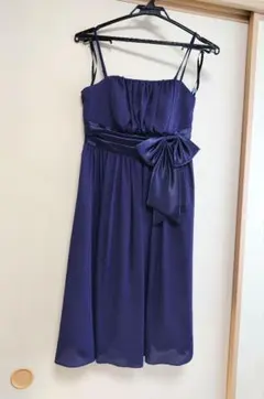 ダークパープル　スリーブレス パーティードレス