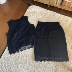 UNIQLO ネイビー レース セットアップ L