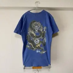 【Stussy】ドラゴン バックプリントTシャツ フェードブルー S