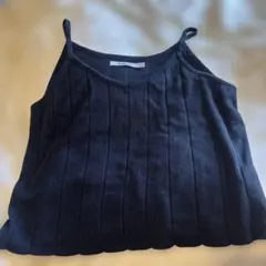 黒リブ編みストラップビスチェ　キャミソール　フリーサイズ