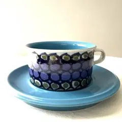 ARABIA HLA ヒルッカリーサアホラ 花柄 ティーカップ＆ソーサー 青×黄 