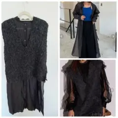 チャコールグレーのベスト ワンピースセット