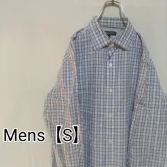 K44【US輸入】バナナリパブリック　長袖シャツ【メンズS】水色チェック