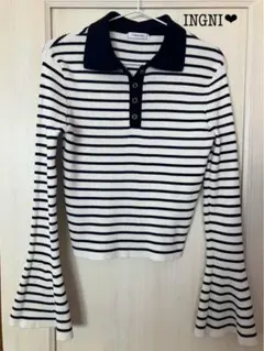 美品 INGNI ストライプ ニット 袖 フレア