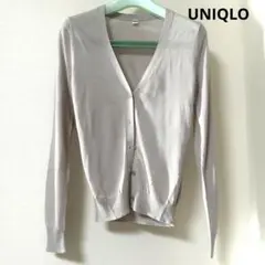 ほぼ未使用 UNIQLO＊シアーVネックカーディガン S グレー