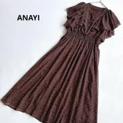 美品✨アナイ♡シフォンリーフプリント ノースリーブワンピース