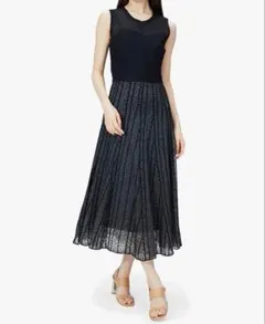 美品 FRAY I.D レース柄プリーツワンピ ブラック