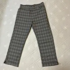 グレー系チェック 7分丈カジュアルパンツ ゴムウエスト