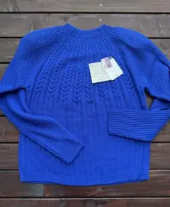 毛100% ブルーニット セーター
