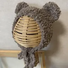 ハンドメイド　ボンネット　ベビー　キッズ　帽子　くま