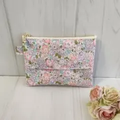 ミッシェル　ピンク　ティッシュ入れ付ミニポーチ　ラミネートポーチ