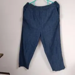 デニムパンツ　ジーンズ　ウェストゴム　カジュアル　ブルー