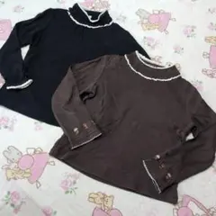 長袖トップス 2枚セット（黒・茶色）