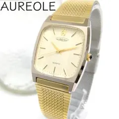 稼働/新品電池 AUREOLE クォーツ スクエア ゴールド メンズ 腕時計のサムネイル