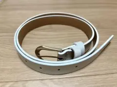 ホワイト 合成皮革ベルト ゴールドバックル