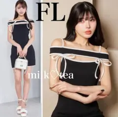 新品タグ付 ダーリッチ パイピングオフショルミニワンピース ブラック FL