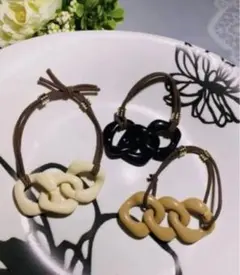 ヘアゴム　まとめ売り　3点セット　お買い得♪ 黒　白　ベージュ　大人可愛い