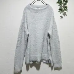 【テチチテラス】シャギーニット ふわふわ プルオーバー グレー Fサイズ