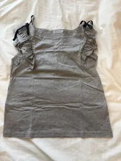 Anatelier ストライプ フリルタンクトップ 38