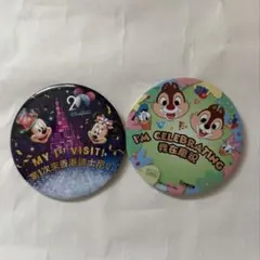 香港 ディズニー 缶バッジ 記念品 20周年 2個セット
