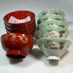 鶴の飯碗セット5セット