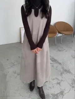 GRL グレイル スエードポンチキーネックジャンパースカート