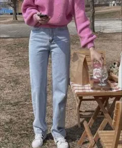 美品ソニョナラ♡ハイウエストストレートデニム 韓国