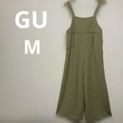 GU オリーブグリーン サロペット ワイドレッグ M オールインワン