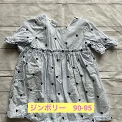 ジンボリー ワンピース 2T ハート柄 女の子　90-95相当　ベビー　水色のサムネイル