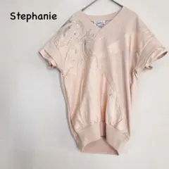 ステファニエ 刺繍ビジュー付き半袖トップス 未使用 タグ付き　S