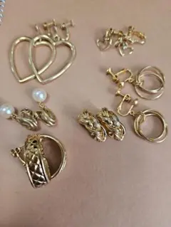 金属製イヤリングセット（パール・ハート型）
