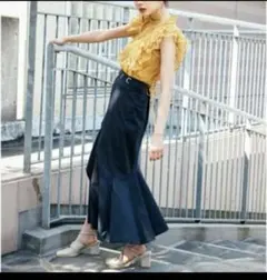 REDYAZEL　ロングスカート　マーメイドアシメヘム　ネイビー　M