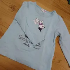水色 長袖Tシャツ ウサギ刺繍