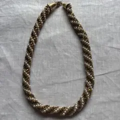 ツイストデザイン ネックレス ブラウン ゴールド