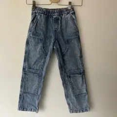 H&M マルチポケットデザイン デニムブルー カーゴパンツ 130cmのサムネイル