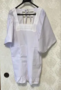 白色レース付き 割烹着 フリーサイズ