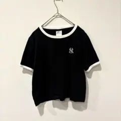ヤンキース 半袖Tシャツ ロゴ　ブラック ホワイト L レディース　シンプルのサムネイル