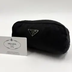 美品✨ プラダ ポーチ 化粧ポーチ コスメポーチ ナイロン 三角ロゴ ブラックのサムネイル