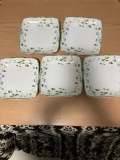 ナルミ　花柄 フルーツ柄　四角い皿 5枚セット　NARUMI