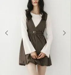 ベルト付きバルーンミニジャンスカ　heather 新品未使用