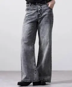 【CLEL】ヴィンテージデザイン パンタロンデニム パンツ グレーケミカル XS