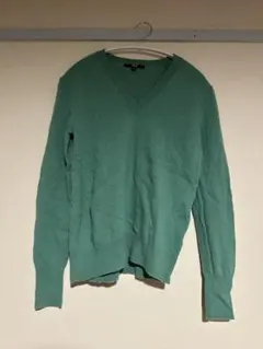 UNIQLO カシミア100%グリーン Vネック ニット Mサイズ