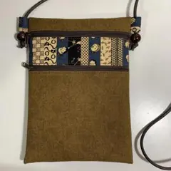 専用の商品です　酒袋染風手染め生地×時代小紋柄（紺）2ファスナーお祭りポシェット