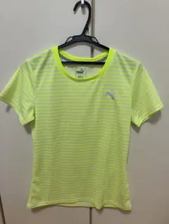 k*a様 PUMA 蛍光イエロー ストライプ Tシャツ XL