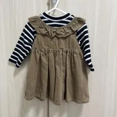 フリル付きブラウンワンピース80(S)