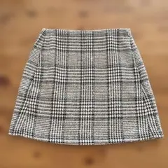 GU ジーユー☆ツイードチェック柄ミニスカート☆ブラウン×ベージュ