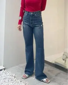 EVRIS BASICセミワイドデニムパンツ　インディゴのサムネイル