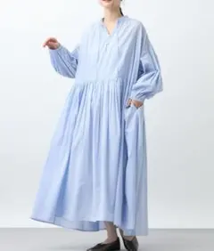 新品 sm2クロスリネンギャザーワンピース グリーン サマンサモスモス