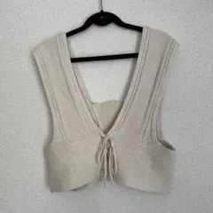 GU 2WAYニットビスチェQ アイボリーVネックニットビスチェ M 販売終了品